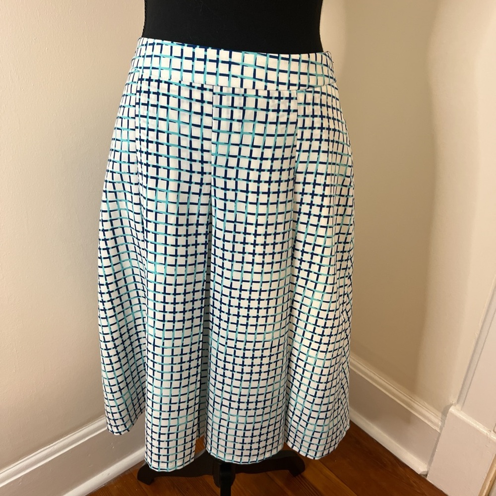 The Limited Blue and White Patterned A-Line Skirt